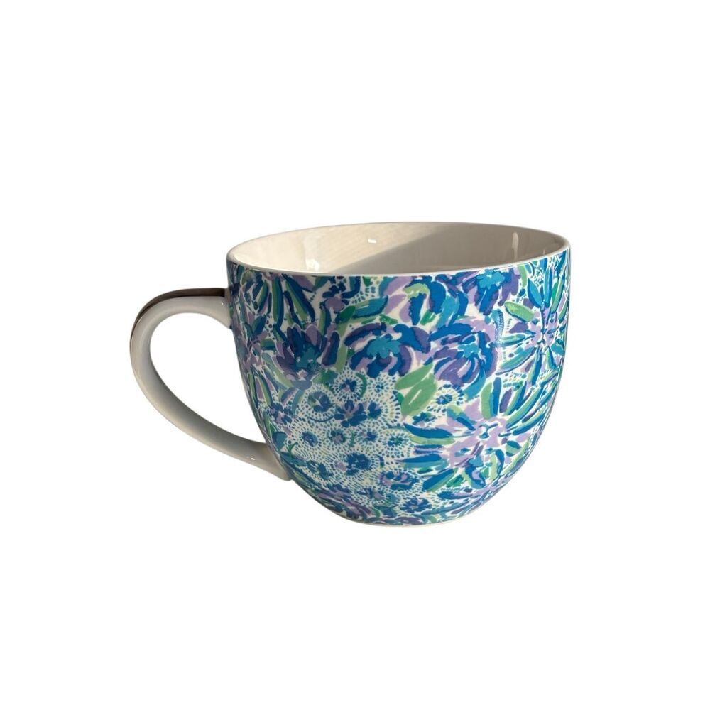 Lilly Pulitzer Ceramic Coffee Mug Tea Cup floral with Gold detail